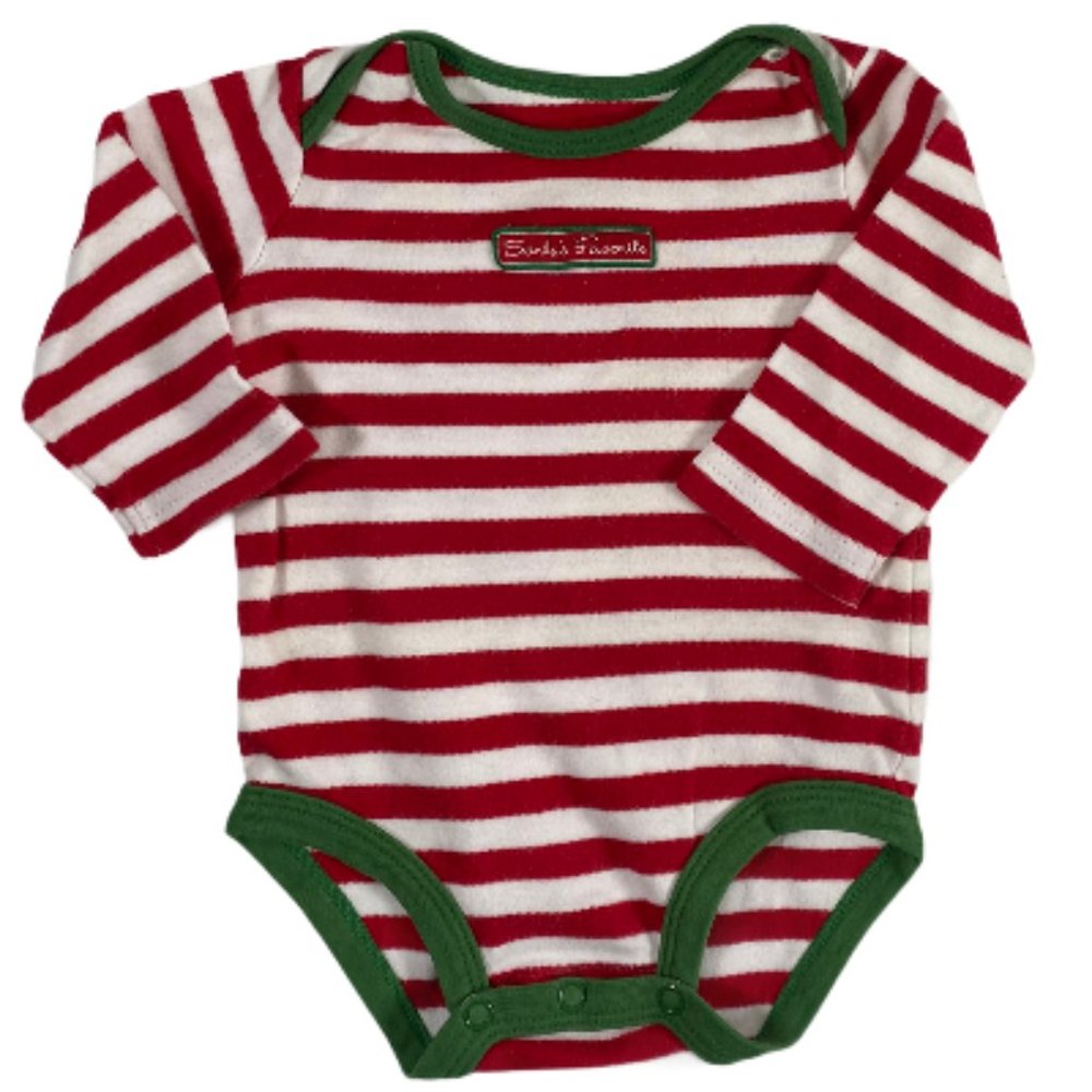 6/$12 💥♻ Carter's "SANTA'S FAVORITE" Candy Cane Striped Bodysuit | Sz 6m | 0586